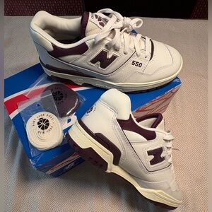 NWBOX aime leon dore, New Balance 550, Size 9.5/10, White with Deep Purple inset